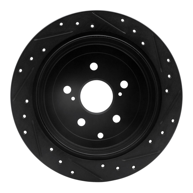 Lexus RX450h Brake Rotor (1) - Rear Left - R1 Concepts - Drilled & Slotted - Black - `10-`20